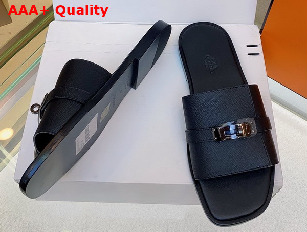Hermes Gabriel Sandal in Black Epsom Calfskin Replica