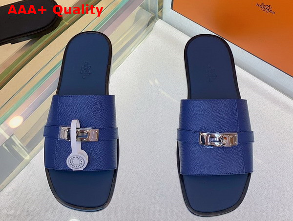Hermes Gabriel Sandal in Blue Epsom Calfskin Replica