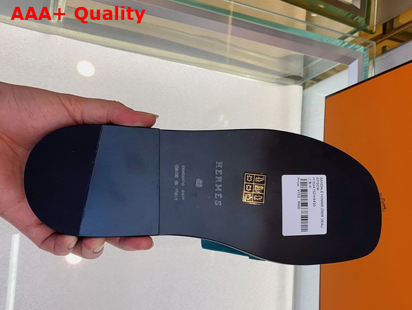Hermes Gabriel Sandal in Blue Suede Calfskin Replica