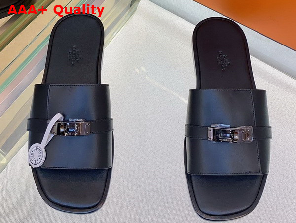 Hermes Gabriel Sandal in Noir Calfskin Replica