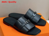 Hermes Gabriel Sandal in Noir Calfskin Replica