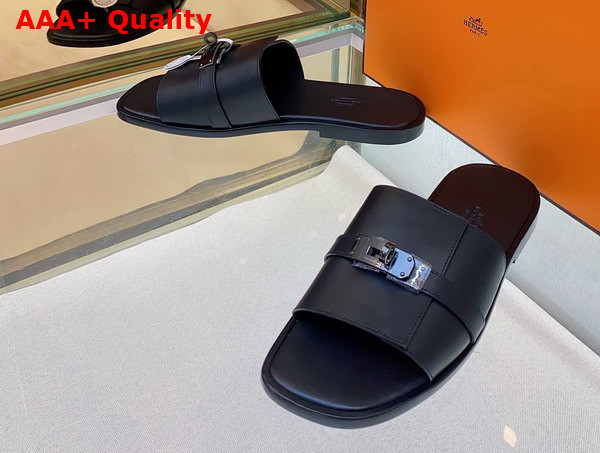 Hermes Gabriel Sandal in Noir Calfskin Replica