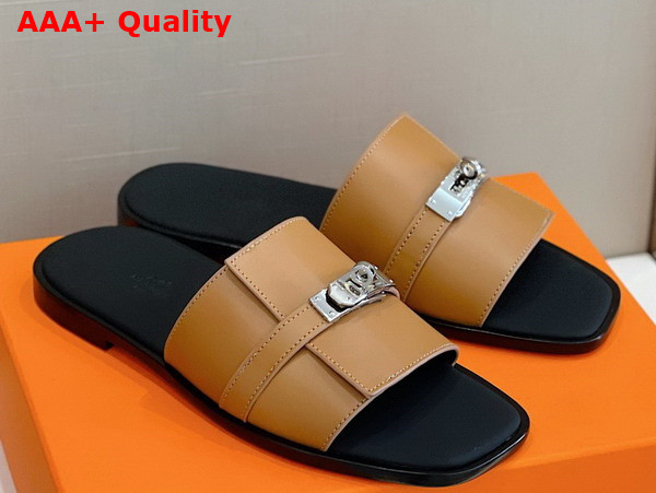 Hermes Gabriel Sandal in Tan Calfskin Replica