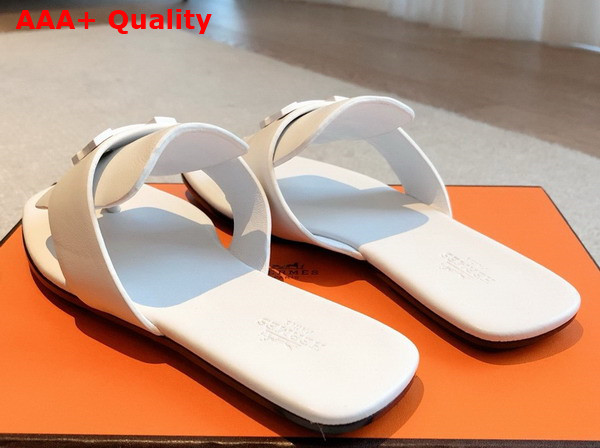Hermes Galerie Sandal in Blanc Calfskin Replica
