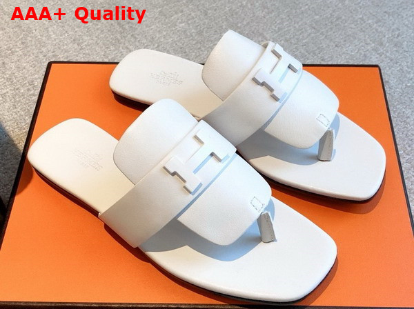 Hermes Galerie Sandal in Blanc Calfskin Replica
