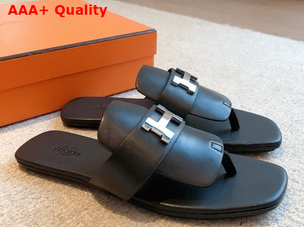 Hermes Galerie Sandal in Noir Calfskin Replica