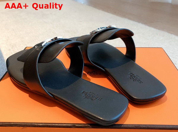 Hermes Galerie Sandal in Noir Calfskin Replica