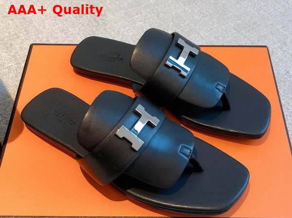 Hermes Galerie Sandal in Noir Calfskin Replica