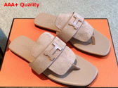 Hermes Galerie Sandal in Nude Suede Goatskin Replica