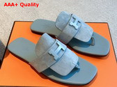 Hermes Galerie Sandal in Sky Blue Suede Goatskin Replica