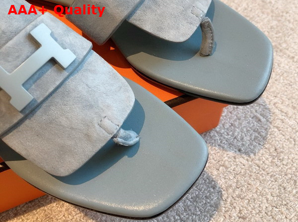 Hermes Galerie Sandal in Sky Blue Suede Goatskin Replica