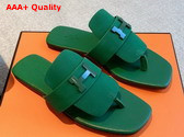 Hermes Galerie Sandal in Vert Lierre Suede Goatskin Replica