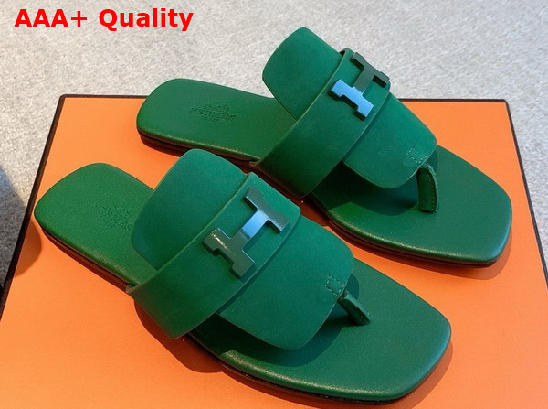 Hermes Galerie Sandal in Vert Lierre Suede Goatskin Replica