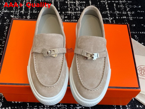 Hermes Game Slip On Sneaker Beige Esquisse Suede Goatskin Replica