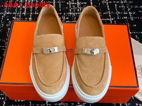 Hermes Game Slip On Sneaker Beige Suede Goatskin Replica