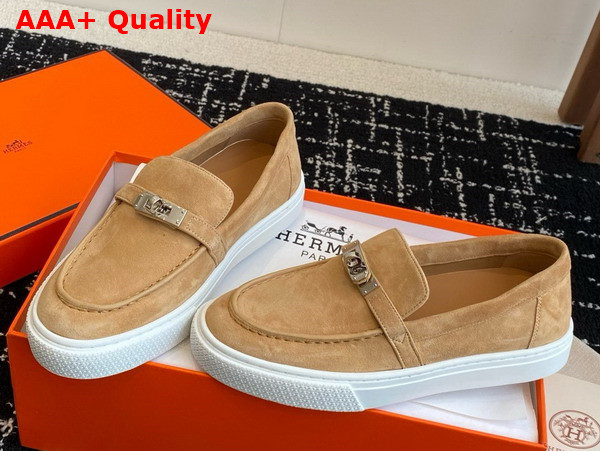 Hermes Game Slip On Sneaker Beige Suede Goatskin Replica
