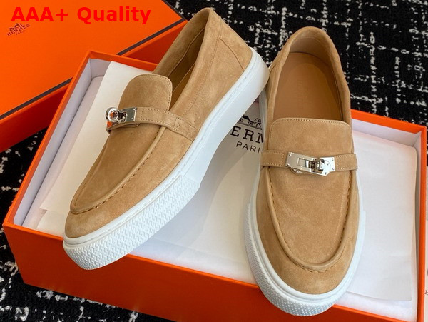 Hermes Game Slip On Sneaker Beige Suede Goatskin Replica