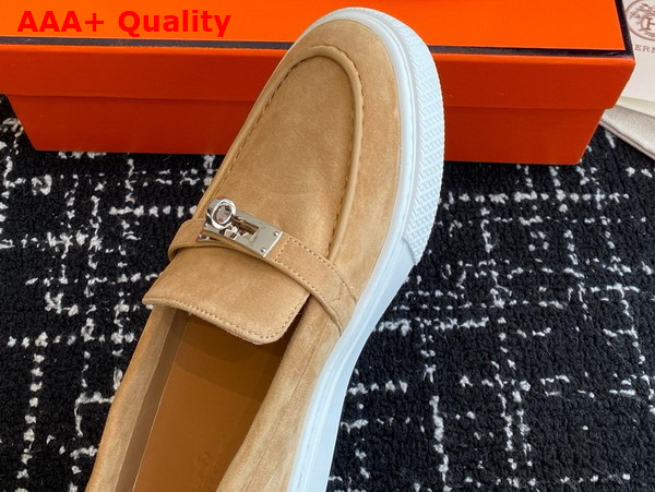 Hermes Game Slip On Sneaker Beige Suede Goatskin Replica