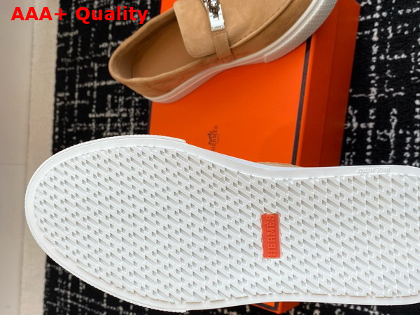 Hermes Game Slip On Sneaker Beige Suede Goatskin Replica