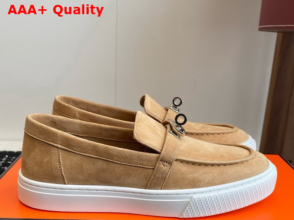 Hermes Game Slip On Sneaker Beige Suede Goatskin Replica