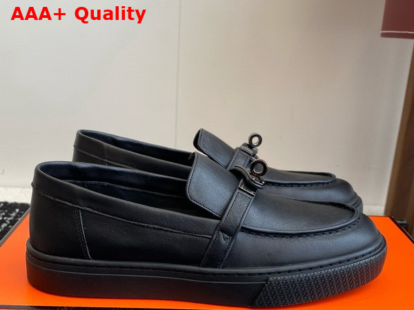 Hermes Game Slip On Sneaker Black Calfskin Replica