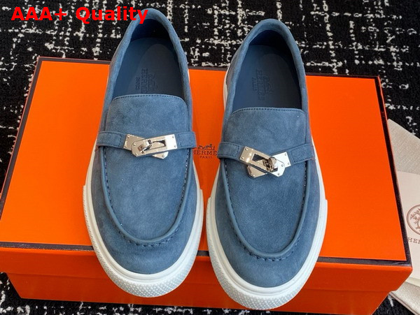 Hermes Game Slip On Sneaker Bleu Turquin Suede Goatskin Replica