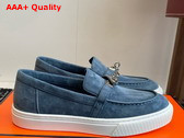Hermes Game Slip On Sneaker Bleu Turquin Suede Goatskin Replica