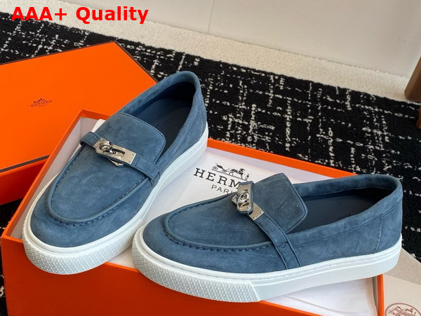 Hermes Game Slip On Sneaker Bleu Turquin Suede Goatskin Replica