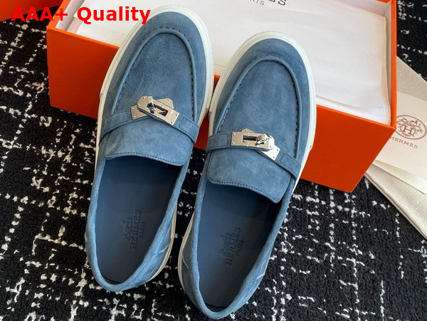 Hermes Game Slip On Sneaker Bleu Turquin Suede Goatskin Replica