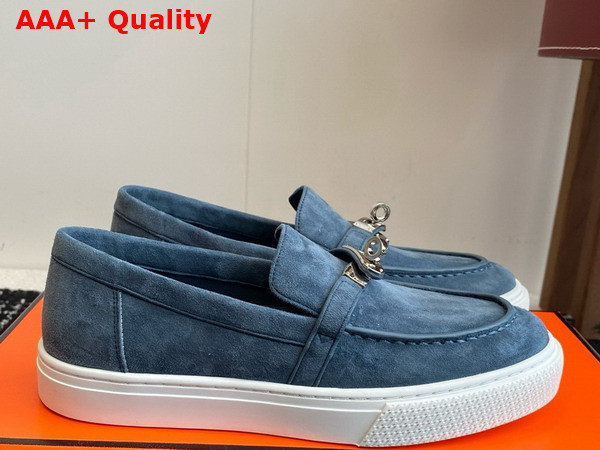 Hermes Game Slip On Sneaker Bleu Turquin Suede Goatskin Replica