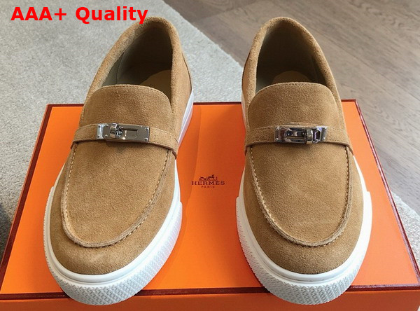 Hermes Game Slip On Sneaker in Beige Sable Suede Goatskin Replica