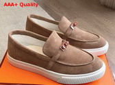 Hermes Game Slip On Sneaker in Beige Sable Suede Goatskin with Functional Rose Gold Plated Kelly Buckle Replica