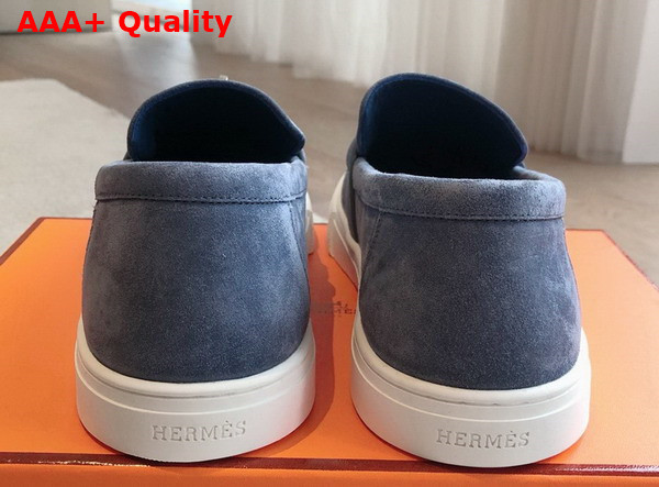 Hermes Game Slip On Sneaker in Blue Suede Goatskin Replica
