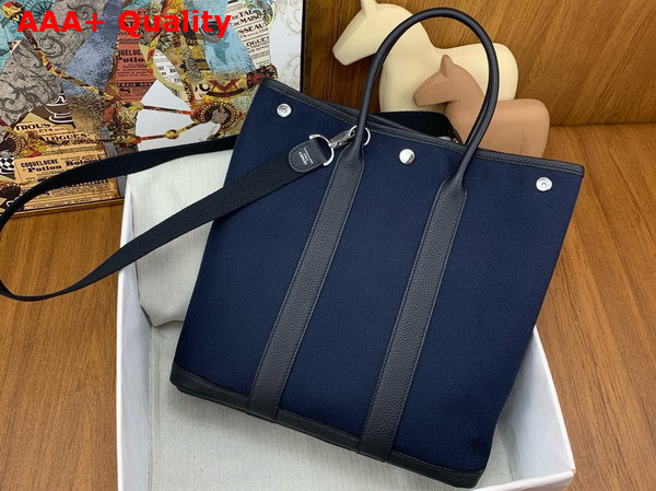 Hermes Garden File 28 Bag in Navy Blue Canvas Replica