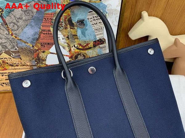 Hermes Garden File 28 Bag in Navy Blue Canvas Replica