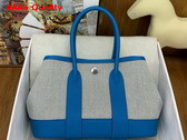 Hermes Garden Party 23 Bag in Canvas and Negonda Calfskin Beige and Blue Replica