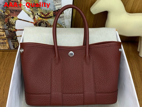 Hermes Garden Party 23 Bag in Rouge H Negonda Calfskin Replica