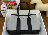 Hermes Garden Party 23cm Bag in Natural Canvas and Black Calfskin Replica