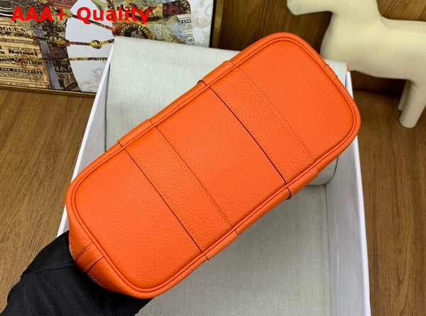 Hermes Garden Party 23cm Bag in Natural Canvas and Orange Calfskin Replica