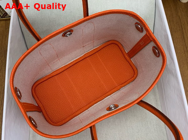 Hermes Garden Party 23cm Bag in Natural Canvas and Orange Calfskin Replica