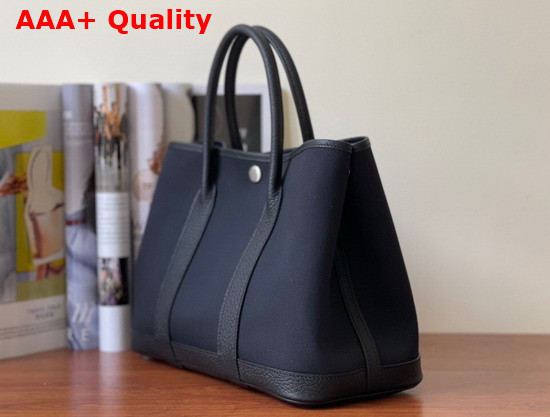 Hermes Garden Party 30 Bag in Black Canvas and Leather Replica