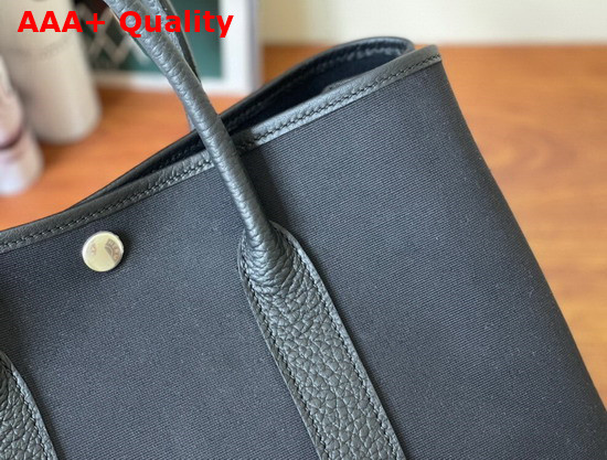 Hermes Garden Party 30 Bag in Black Canvas and Leather Replica