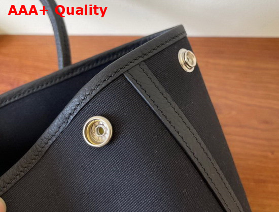 Hermes Garden Party 30 Bag in Black Canvas and Leather Replica