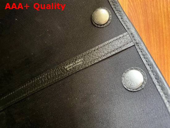 Hermes Garden Party 30 Bag in Black Canvas and Leather Replica