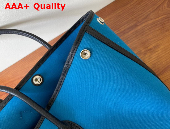 Hermes Garden Party 30 Bag in Blue Canvas and Black Leather Replica