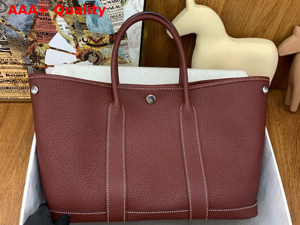 Hermes Garden Party 30 Bag in Burgundy Negonda Leather Replica