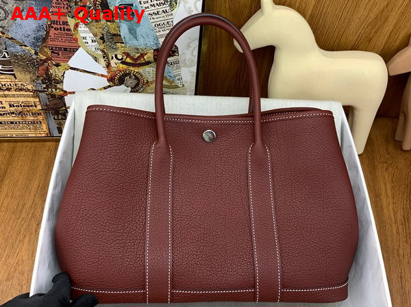 Hermes Garden Party 30 Bag in Burgundy Negonda Leather Replica