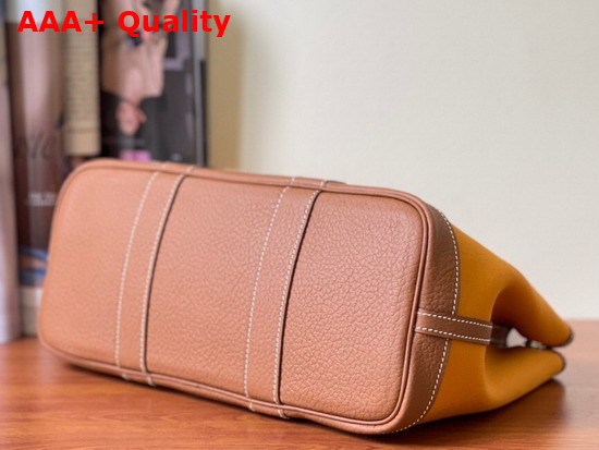 Hermes Garden Party 30 Bag in Canvas and Leather Light Brown and Tan Replica