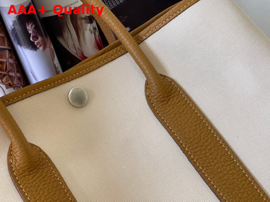 Hermes Garden Party 30 Bag in Canvas and Leather White and Tan Replica