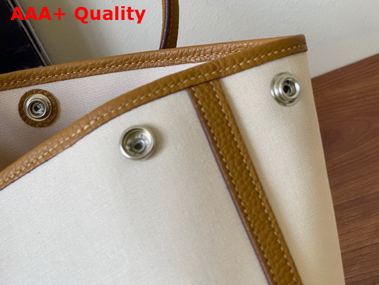 Hermes Garden Party 30 Bag in Canvas and Leather White and Tan Replica